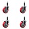 Service Caster 4'' Red Poly Wheel Swivel 1'' Expanding Stem Caster Set, 4PK SCC-EX20S414-PPUB-RED-1-4 - alternate 1
